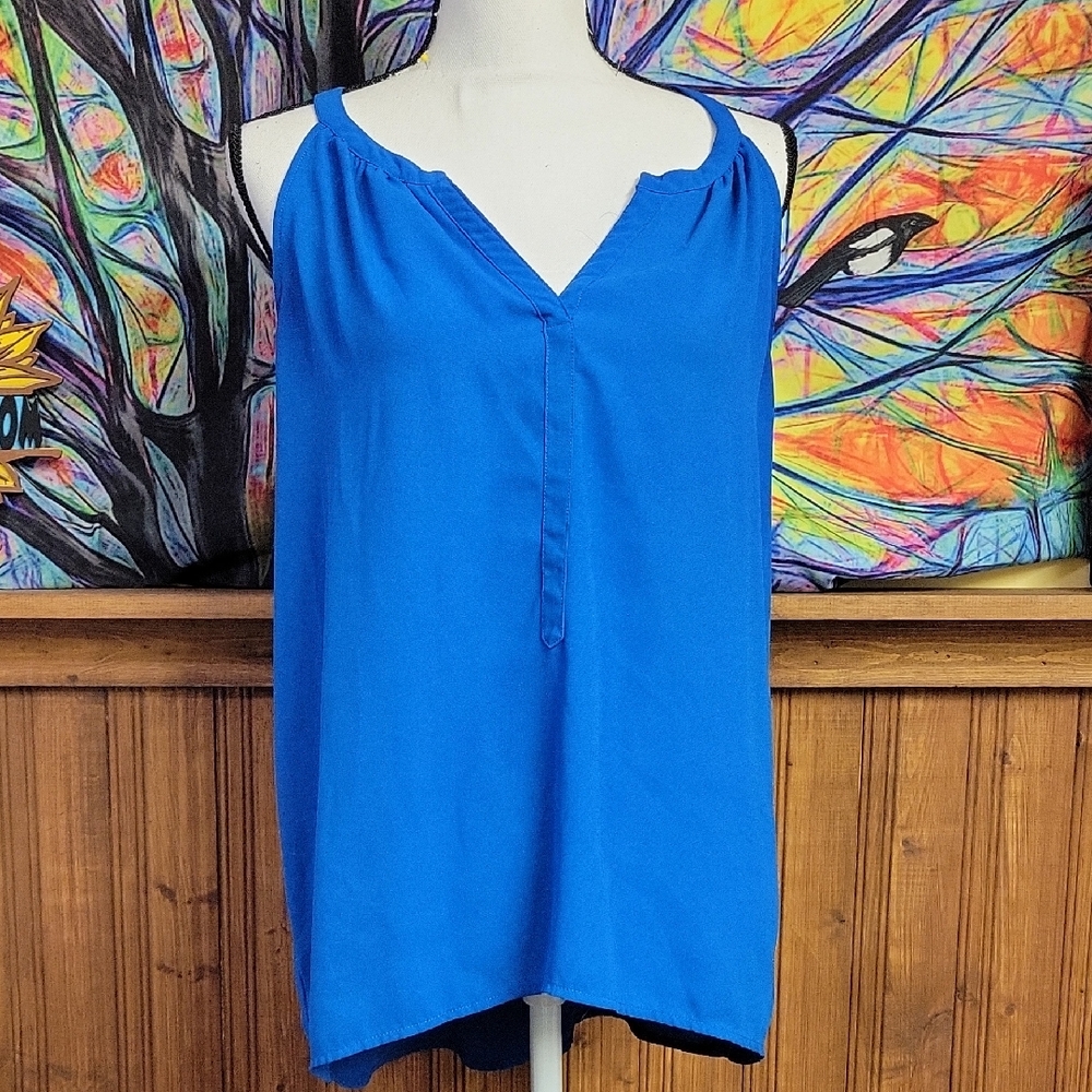 Tacera Vibrant Blue Sleeveless Blouse Woman Lg